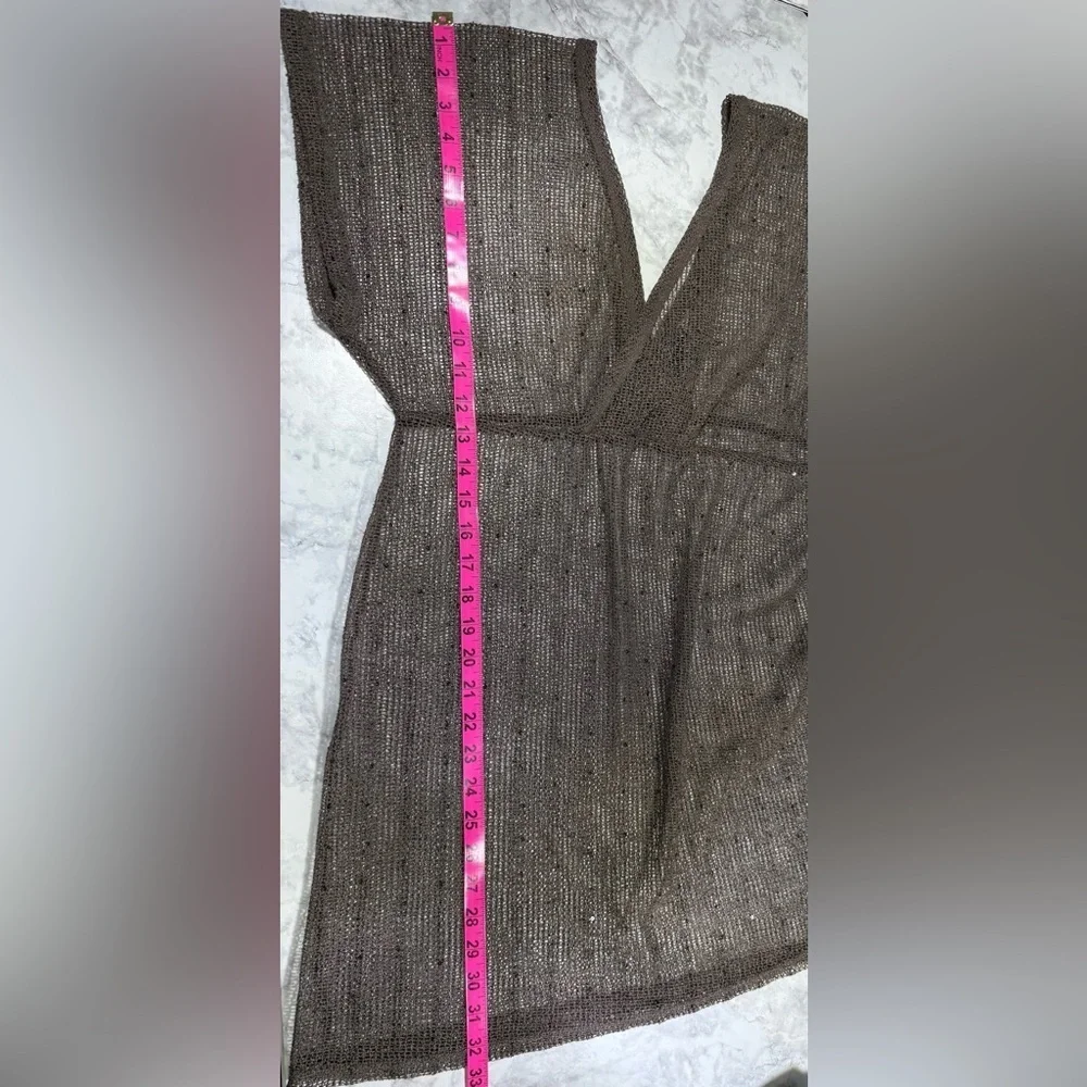 Coastal resort metallic sheer mesh cover up